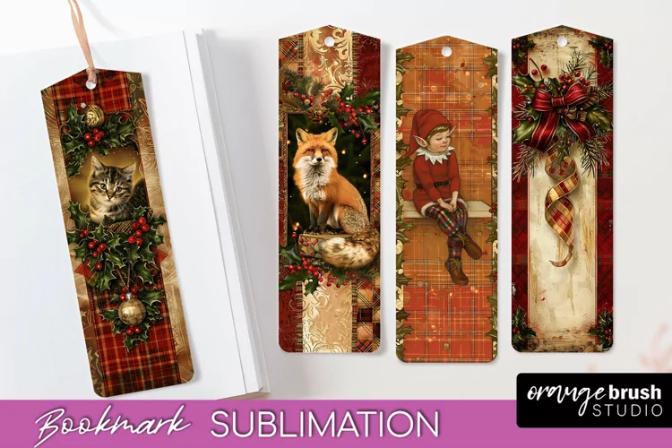 Vintage Christmas Bookmark - Retro Christmas Bookmarks PNG