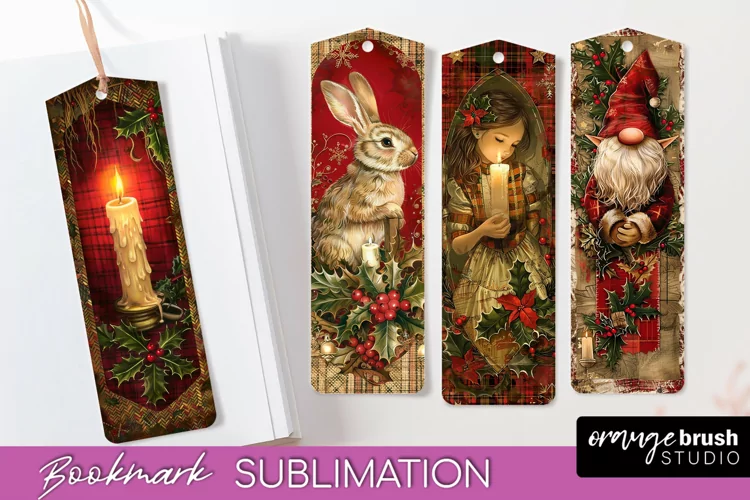 Vintage Christmas Bookmark - Retro Christmas Bookmarks PNG