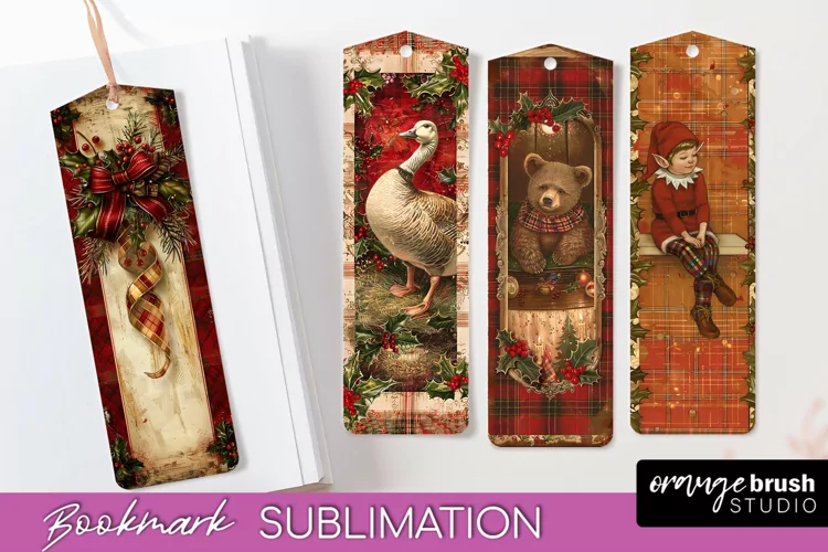 Vintage Christmas Bookmark - Retro Christmas Bookmarks PNG