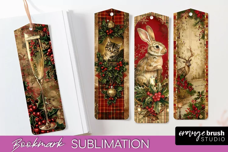 Vintage Christmas Bookmark - Retro Christmas Bookmarks PNG