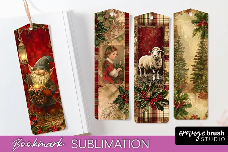 Vintage Christmas Bookmark - Retro Christmas Bookmarks PNG