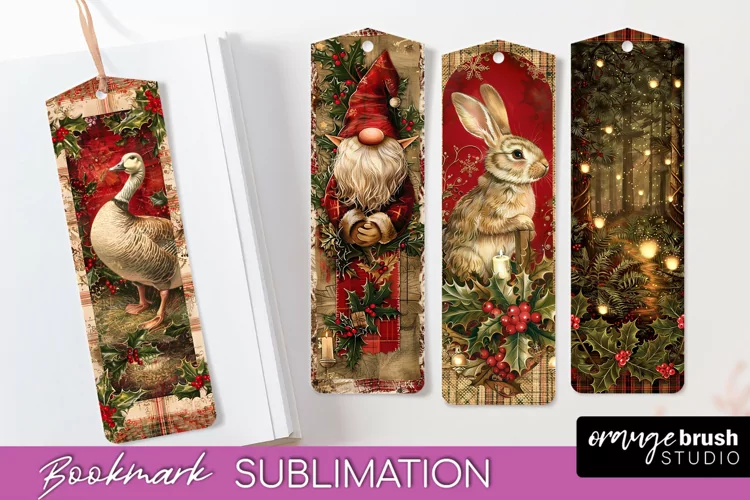 Vintage Christmas Bookmark - Retro Christmas Bookmarks PNG