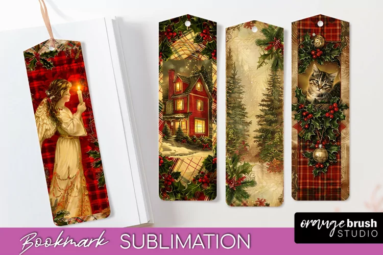 Vintage Christmas Bookmark - Retro Christmas Bookmarks PNG