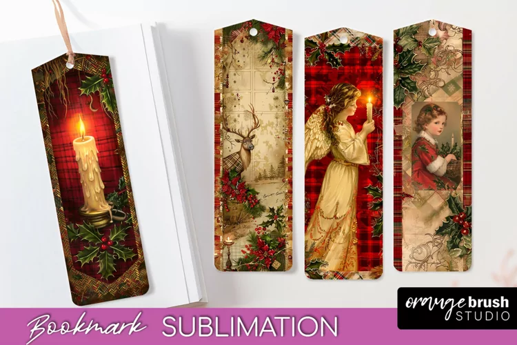 Vintage Christmas Bookmark - Retro Christmas Bookmarks PNG