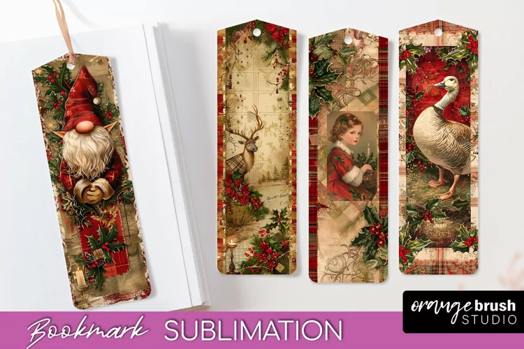 Vintage Christmas Bookmark - Retro Christmas Bookmarks PNG