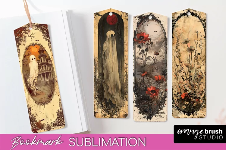 Vintage Halloween Bookmark - Printable Scrapbook Bookmarks