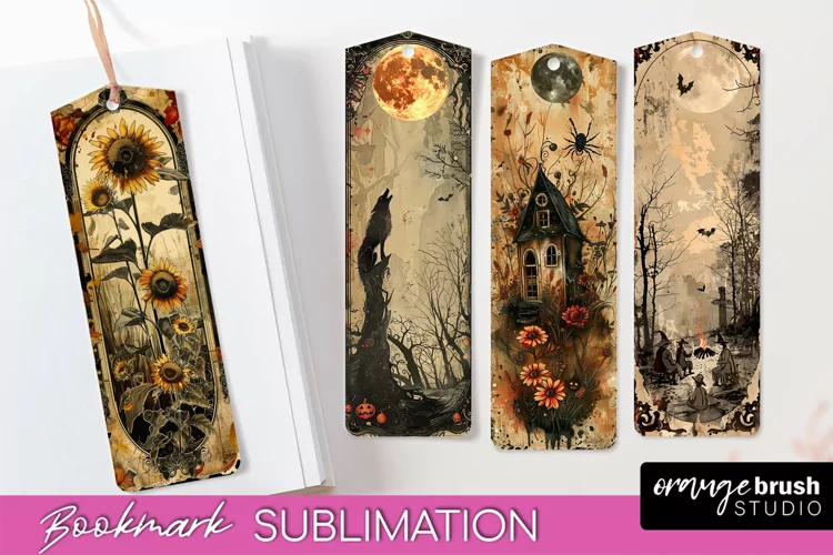 Vintage Halloween Bookmark - Printable Scrapbook Bookmarks