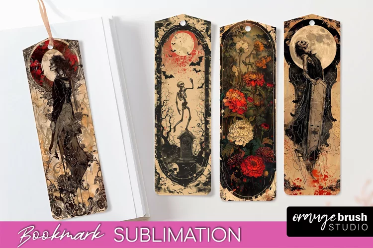 Vintage Halloween Bookmark - Printable Scrapbook Bookmarks