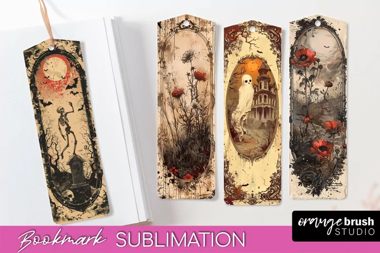 Vintage Halloween Bookmark - Printable Scrapbook Bookmarks