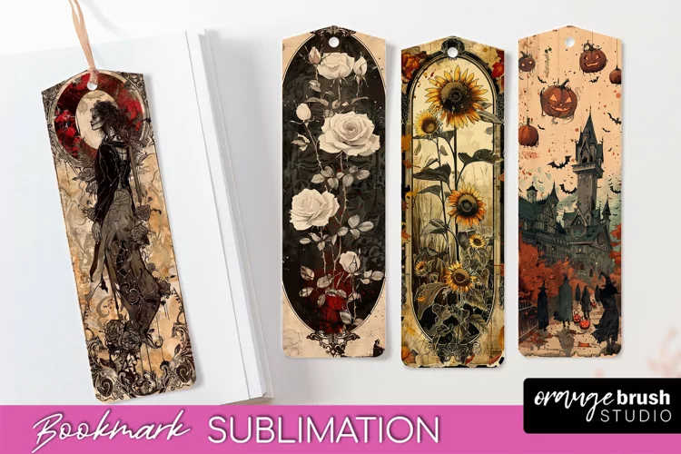 Vintage Halloween Bookmark - Printable Scrapbook Bookmarks