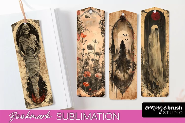 Vintage Halloween Bookmark - Printable Scrapbook Bookmarks