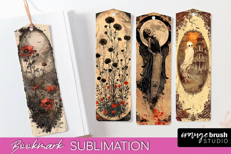 Vintage Halloween Bookmark - Printable Scrapbook Bookmarks