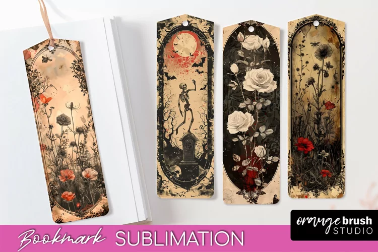 Vintage Halloween Bookmark - Printable Scrapbook Bookmarks