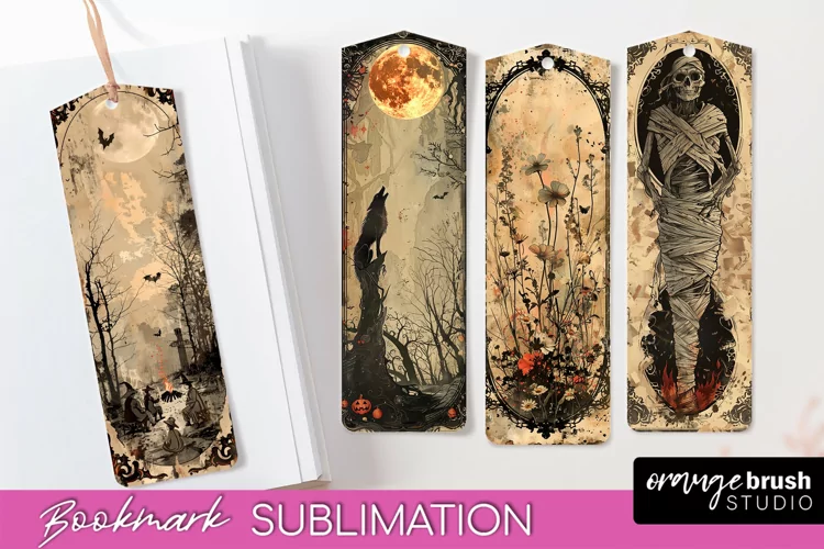 Vintage Halloween Bookmark - Printable Scrapbook Bookmarks