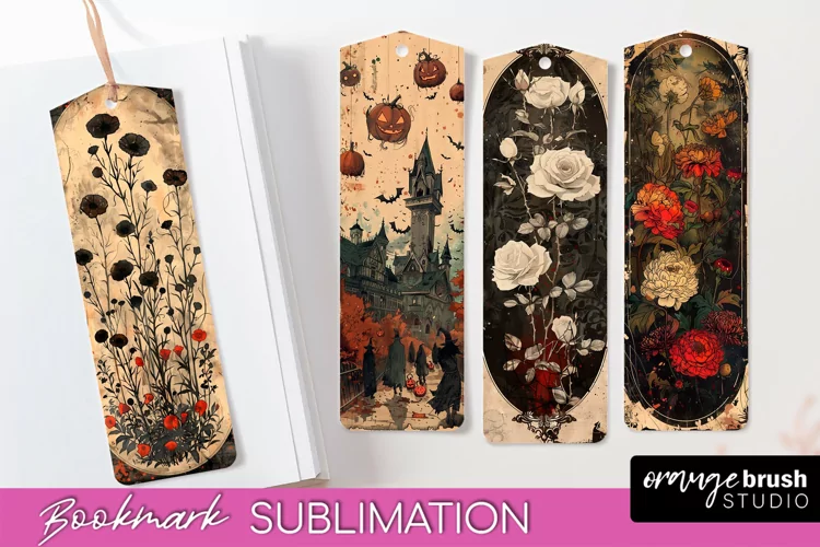 Vintage Halloween Bookmark - Printable Scrapbook Bookmarks