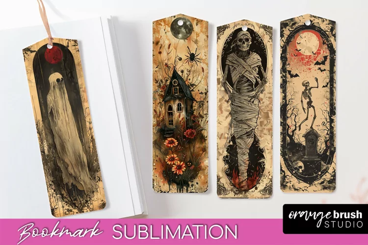Vintage Halloween Bookmark - Printable Scrapbook Bookmarks