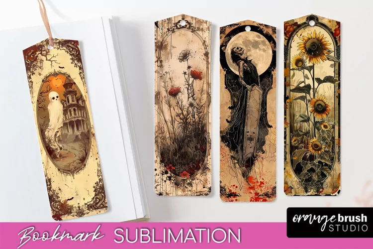 Vintage Halloween Bookmark - Printable Scrapbook Bookmarks