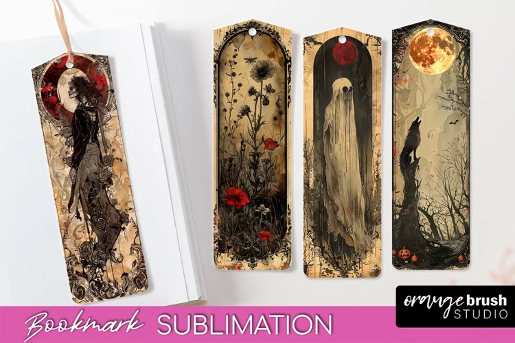 Vintage Halloween Bookmark - Printable Scrapbook Bookmarks