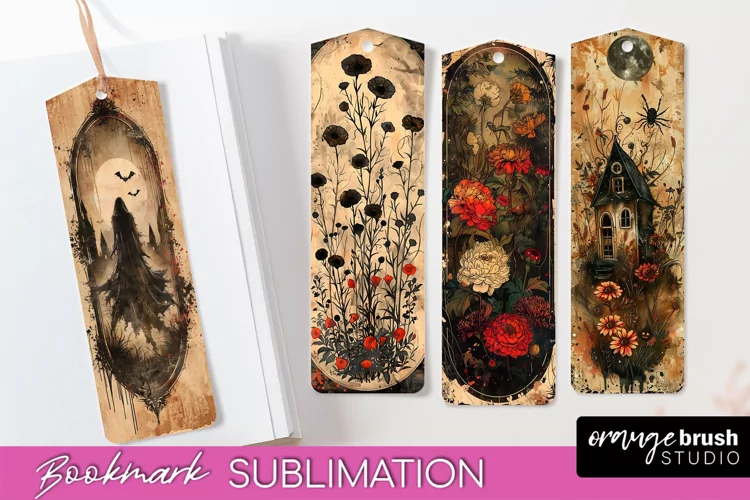 Vintage Halloween Bookmark - Printable Scrapbook Bookmarks