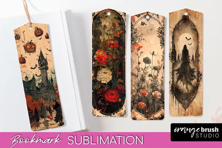 Vintage Halloween Bookmark - Printable Scrapbook Bookmarks