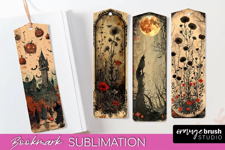 Vintage Halloween Bookmark - Printable Scrapbook Bookmarks