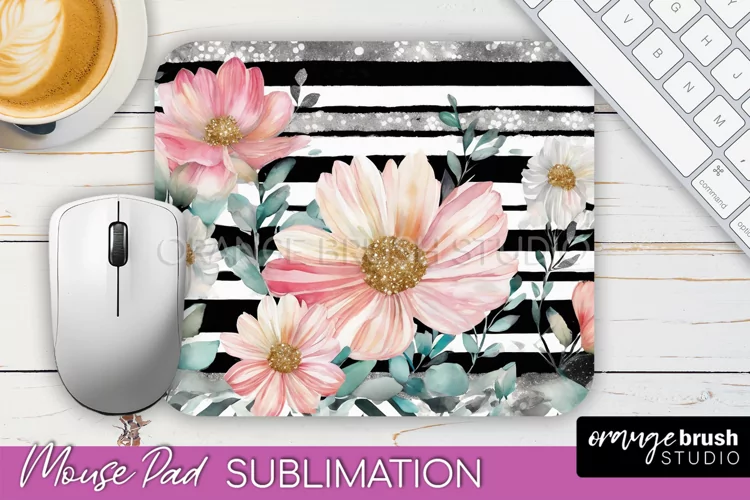 Floral Mouse Pad PNG - Pink Flowers Mousepad Sublimation