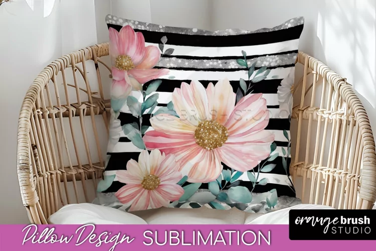 Watercolor Flowers Pillow Cover - Summer Pillow Sublimation