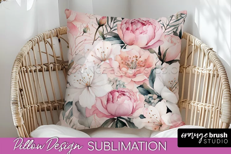 Watercolor Flowers Pillow Cover - Summer Pillow Sublimation