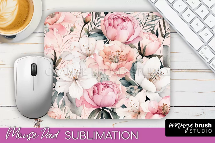 Floral Mouse Pad PNG - Pink Flowers Mousepad Sublimation