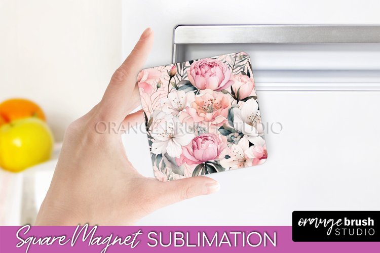 Pink Flowers Magnet Sublimation - Watercolor Magnet Design