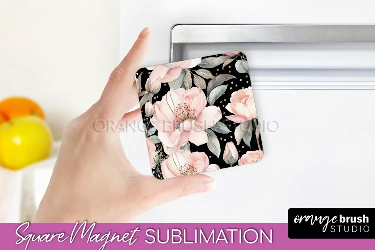 Pink Flowers Magnet Sublimation - Watercolor Magnet Design