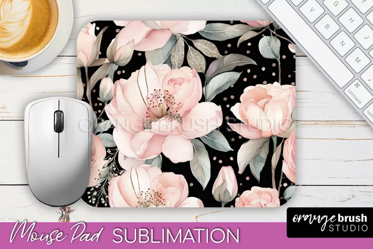 Floral Mouse Pad PNG - Pink Flowers Mousepad Sublimation