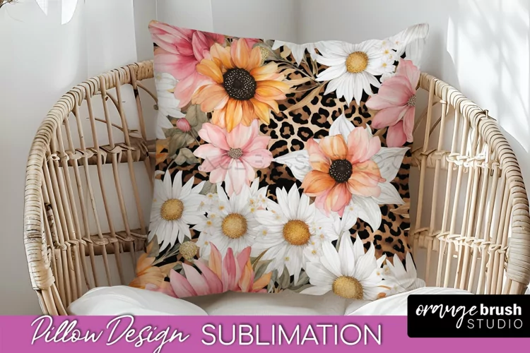 Watercolor Flowers Pillow Cover - Summer Pillow Sublimation