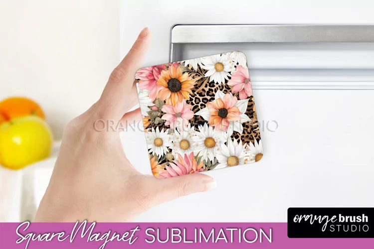 Pink Flowers Magnet Sublimation - Watercolor Magnet Design