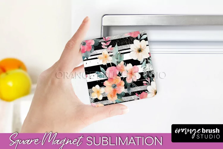 Pink Flowers Magnet Sublimation - Watercolor Magnet Design