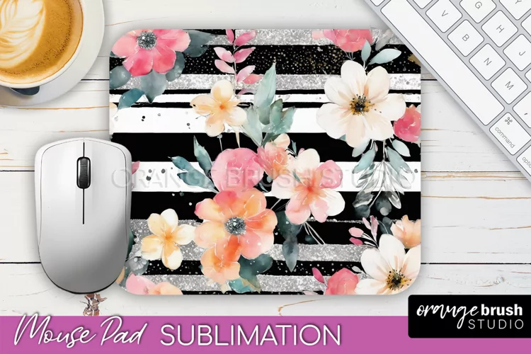 Floral Mouse Pad PNG - Pink Flowers Mousepad Sublimation