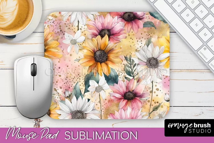 Floral Mouse Pad PNG - Pink Flowers Mousepad Sublimation