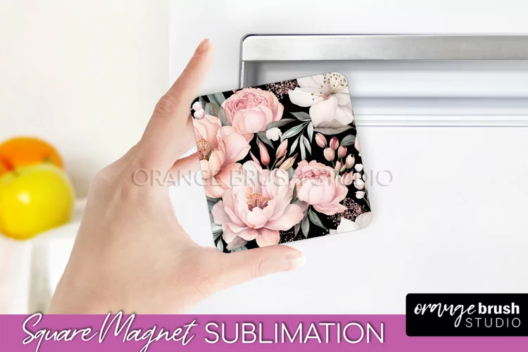 Pink Flowers Magnet Sublimation - Watercolor Magnet Design