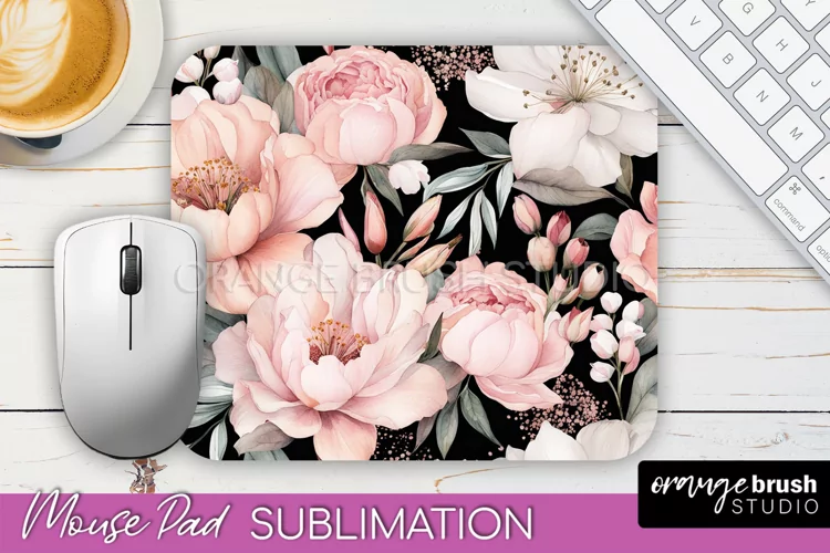 Floral Mouse Pad PNG - Pink Flowers Mousepad Sublimation