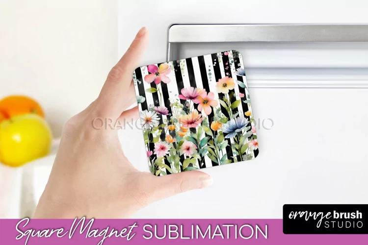 Pink Flowers Magnet Sublimation - Watercolor Magnet Design