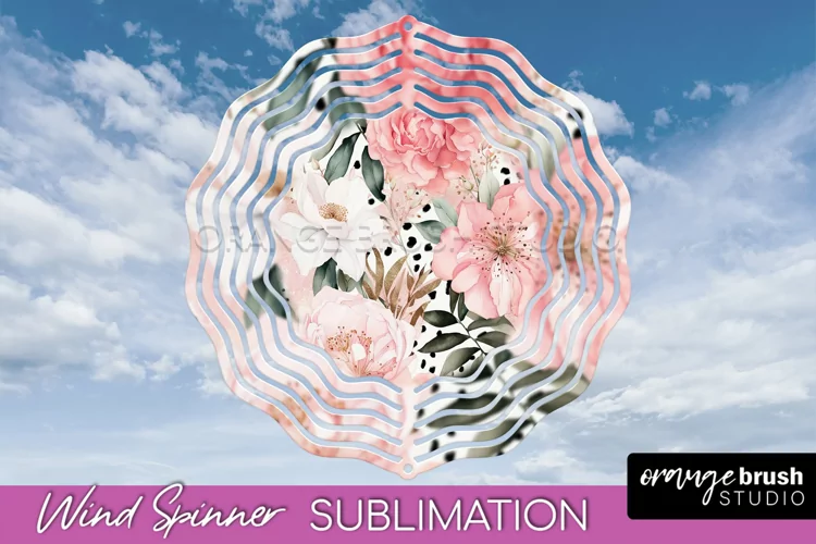 Pink Flowers Wind Spinner - Summer Wind Spinner Sublimation