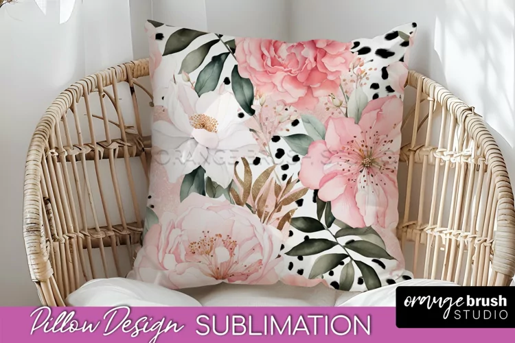 Watercolor Flowers Pillow Cover - Summer Pillow Sublimation