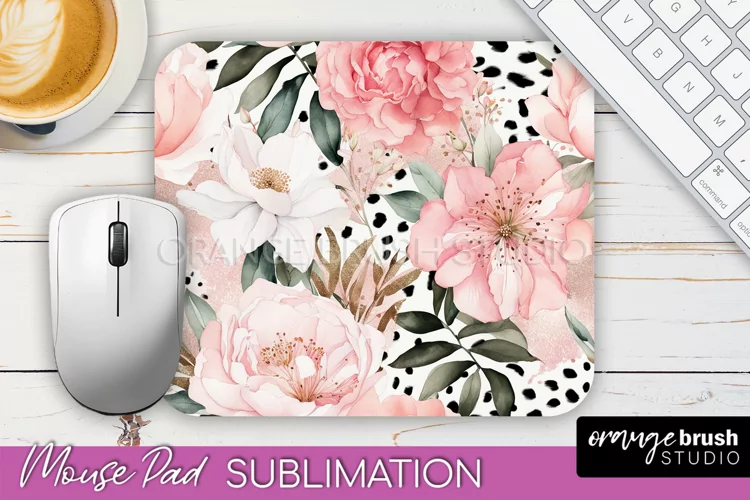 Floral Mouse Pad PNG - Pink Flowers Mousepad Sublimation