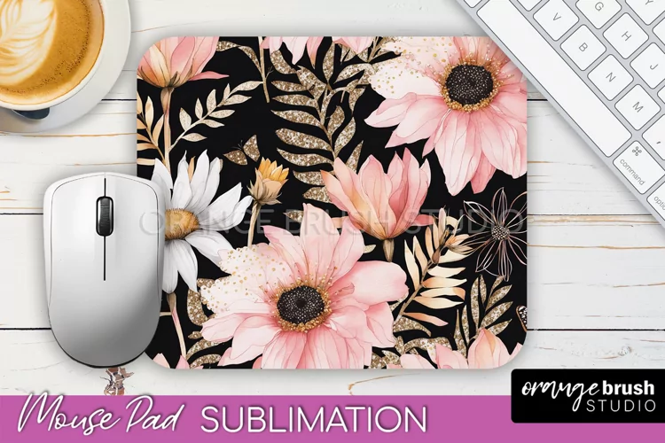 Floral Mouse Pad PNG - Pink Flowers Mousepad Sublimation