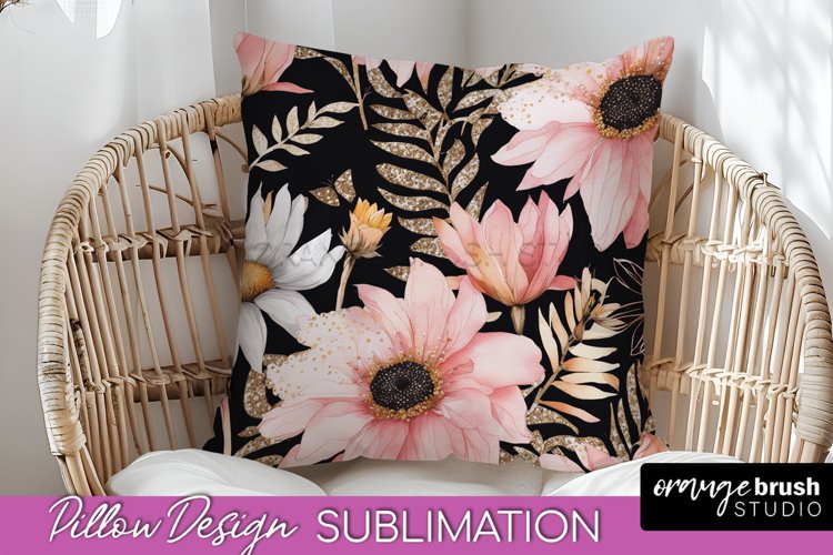 Watercolor Flowers Pillow Cover - Summer Pillow Sublimation