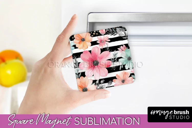 Pink Flowers Magnet Sublimation - Watercolor Magnet Design