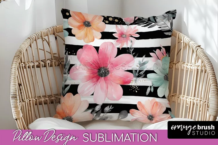 Watercolor Flowers Pillow Cover - Summer Pillow Sublimation