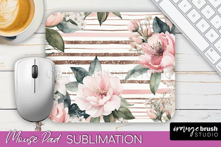 Floral Mouse Pad PNG - Pink Flowers Mousepad Sublimation