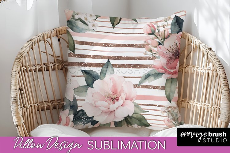 Watercolor Flowers Pillow Cover - Summer Pillow Sublimation example image 1