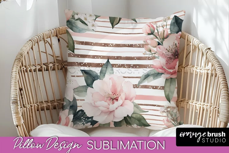 Watercolor Flowers Pillow Cover - Summer Pillow Sublimation